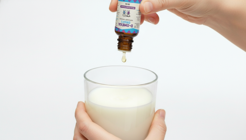 dropping d-omega drops onto milk