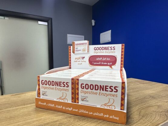 Goodness Digestive Enzymes pharmacy counter display