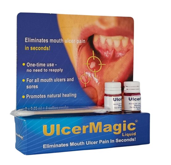 UlcerMagic Liquid pack with vials and cotton swabs